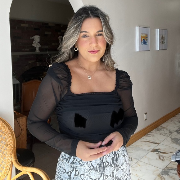 Miss Lola Tops - Black Mesh Bodysuit